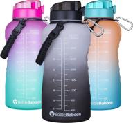 🍼 bottlebaboon 1 gallon motivational water bottle with straw & time marker for fitness - gray/white logo