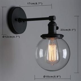 img 3 attached to 🔦 Phansthy Black Industrial Wall Sconce Light with 5.9 Inches Glass Canopy for Kitchen, Bathroom, Corridor - Black Wall Lamp