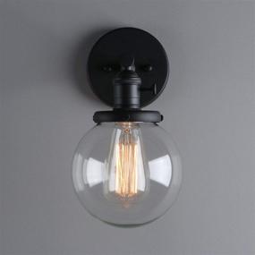 img 2 attached to 🔦 Phansthy Black Industrial Wall Sconce Light with 5.9 Inches Glass Canopy for Kitchen, Bathroom, Corridor - Black Wall Lamp