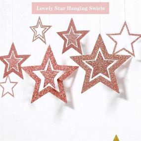 img 2 attached to 🎉 Rose Gold Birthday Party Decorations Set: Happy Birthday Banner, Rose Gold Fringe Curtain, Heart and Star Foil Confetti Balloons, Hanging Swirls for Women and Girls, Princess Theme