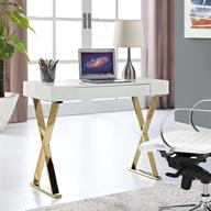 stylish and elegant: modway sector console table in white gold logo