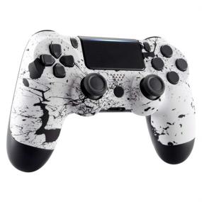 img 1 attached to 🎮 Soft Touch White Splashing Spray Faceplate Cover for PS4 Slim Pro Controller - Custom Front Housing Shell for Playstation 4 Controller JDM-040 JDM-050 JDM-055 (Controller NOT Included)