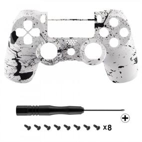 img 2 attached to 🎮 Soft Touch White Splashing Spray Faceplate Cover for PS4 Slim Pro Controller - Custom Front Housing Shell for Playstation 4 Controller JDM-040 JDM-050 JDM-055 (Controller NOT Included)