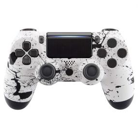 img 4 attached to 🎮 Soft Touch White Splashing Spray Faceplate Cover for PS4 Slim Pro Controller - Custom Front Housing Shell for Playstation 4 Controller JDM-040 JDM-050 JDM-055 (Controller NOT Included)