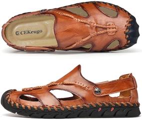 img 3 attached to CEKeugo Leather Athletic Fisherman Men's Shoes: Adjustable and High-Performance Athleisure