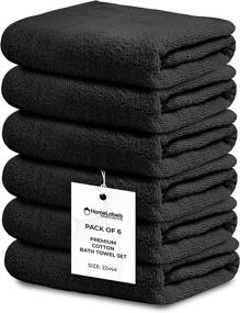 img 4 attached to 🛀 HomeLabels Charcoal Grey Bath Towels Set of 6 (22x44) - Soft, Highly Absorbent, Hotel and Spa Quality for Everyday Use