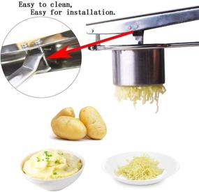 img 2 attached to 🥔 Easy-to-Use Stainless Steel Potato Ricer Masher with 3 Interchangeable Discs for Fine, Medium, and Coarse Texture. Perfect for Potatoes, Fruits, Vegetables, Baby Food, and More. Improved Handle and Enhanced Grip.