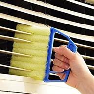 mini blinds cleaner with 7 removable microfiber sleeves - blue handheld brush for shutters, curtains, dust removal, and home gadgets - ideal for air conditioning, car vents, fan shutters (blue, 7 blades) logo