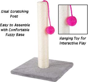 img 2 attached to 🐱 PETMAKER 17-Inch Cat Scratching Post: Sisal Fabric & Carpet Small Cat Tree with Bright Pink Hanging Ball Toy - Perfect for Adult Cats and Kittens (Gray)