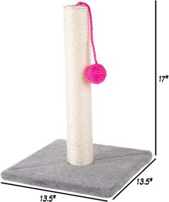 img 3 attached to 🐱 PETMAKER 17-Inch Cat Scratching Post: Sisal Fabric & Carpet Small Cat Tree with Bright Pink Hanging Ball Toy - Perfect for Adult Cats and Kittens (Gray)