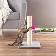 🐱 petmaker 17-inch cat scratching post: sisal fabric & carpet small cat tree with bright pink hanging ball toy - perfect for adult cats and kittens (gray) logo