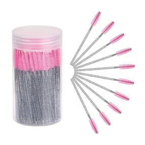 img 4 attached to Cuttte 100pcs Disposable Mascara Brushes with Container - Crystal Eyelash Brush Spoolie Brushes for Extensions and Mascara Use