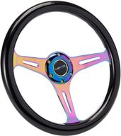 🚗 enhanced nrg innovations st-015mc-bk classic wood grain wheel (350mm, 3 neochrome spokes with black paint grip) logo