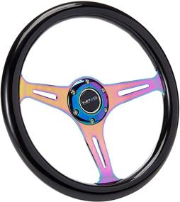 img 1 attached to 🚗 Enhanced NRG Innovations ST-015MC-BK Classic Wood Grain Wheel (350mm, 3 Neochrome Spokes with Black Paint Grip)