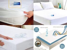 img 2 attached to 🌊 Linenwala Queen Mattress Protector - 100% Waterproof, Hypoallergenic, Breathable, Noiseless, No Crinkling, Allergy & Vinyl Free - White Solid, Fitted Sheet Style with 15" Deep Pocket
