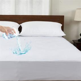img 4 attached to 🌊 Linenwala Queen Mattress Protector - 100% Waterproof, Hypoallergenic, Breathable, Noiseless, No Crinkling, Allergy & Vinyl Free - White Solid, Fitted Sheet Style with 15" Deep Pocket