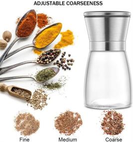 img 3 attached to Premium Stainless Steel Salt and Pepper Grinder Set - Refillable Coarseness Adjustable Ceramic Spice Mill Shakers with Cleaning Brush by BonPlat (2PCS/Set, Silver)