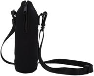 🧃 insulated water bottle carrier bag, neoprene holder case pouch cover with adjustable shoulder strap - ideal for 500ml stainless steel, plastic bottles, sport, and energy drinks (black) логотип