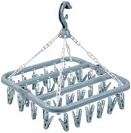 👕 efficient clothes drying hanger with 32 clips - foldable hanging rack, light blue логотип