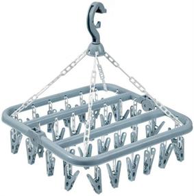 img 4 attached to 👕 Efficient Clothes Drying Hanger with 32 Clips - Foldable Hanging Rack, Light Blue