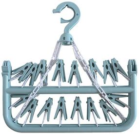 img 2 attached to 👕 Efficient Clothes Drying Hanger with 32 Clips - Foldable Hanging Rack, Light Blue
