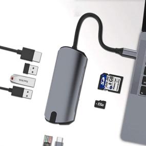 img 4 attached to 🔌 8-in-1 USB C Hub: HDMI, Ethernet, USB 3.0, SD/TF Card Reader, 100W PD - MacBook Pro Compatible