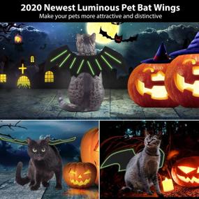 img 3 attached to 🎃 Pete AST Halloween Cat Costumes Clearance: Cat Bat Wings - Pet Cosplay Costume with Luminous Sticker for Cats, Kittens, and Puppies