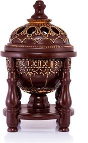 img 2 attached to 🔥 AM Charcoal Incense Burner - Bakhoor Burner, Oud Frankincense Resin Burner - Elegant Office & Home Décor - Luxurious 4 Pillar Brown Design