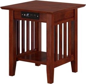 img 2 attached to 🔌 Walnut Mission End Table with Charging Station - Atlantic Furniture AH14214 (20" x 20")