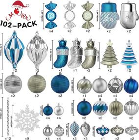 img 2 attached to 🎄 MOWARM 102-Pack Shatterproof Christmas Ball Ornaments - Blue & Silver Grey | Xmas Tree Decorations with Gift Package