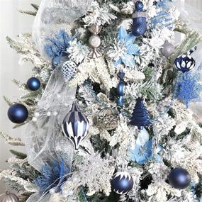 img 1 attached to 🎄 MOWARM 102-Pack Shatterproof Christmas Ball Ornaments - Blue & Silver Grey | Xmas Tree Decorations with Gift Package