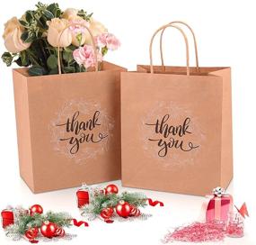 img 3 attached to 50 Bulk Medium Brown Kraft Paper Thank You Gift Bags - Ideal for Retail Shopping, Weddings, Baby Showers, Holidays, and Parties