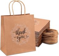 50 bulk medium brown kraft paper thank you gift bags - ideal for retail shopping, weddings, baby showers, holidays, and parties logo