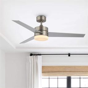 img 3 attached to WINGBO 52’’ Modern Ceiling Fan with Lights and Remote Control in Brushed Nickel Finish, Contemporary Design, 3 Reversible Blades, Energy-efficient LED Indoor Ceiling Fan for Kitchen Bedroom Living Room, ETL Listed