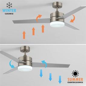 img 1 attached to WINGBO 52’’ Modern Ceiling Fan with Lights and Remote Control in Brushed Nickel Finish, Contemporary Design, 3 Reversible Blades, Energy-efficient LED Indoor Ceiling Fan for Kitchen Bedroom Living Room, ETL Listed