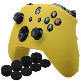 img 4 attached to YoRHa Xbox One X & Xbox One S Controller Silicone Cover Skin Case (Yellow) with 8 Pro Thumb Grips