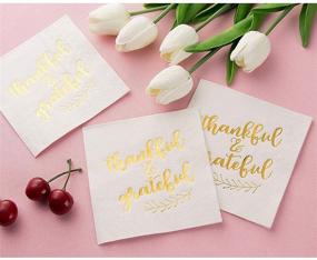 img 2 attached to 🦃 Fall Party Essential: White Thanksgiving Paper Napkins (5 x 5 In, 50 Pack)