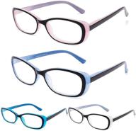 👓 4-pack crgatv blue light blocking reading glasses - small frame magnifying eyeglasses for women (3.5 power) - anti-glare, eye strain relief, and spring hinge logo