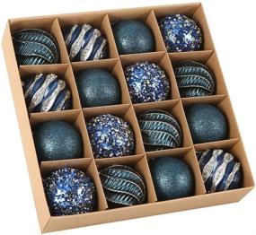 img 4 attached to 🎄 Sattiyrch 16ct Christmas Balls Ornaments Set – Shatterproof 80mm/3.15'', Blue Plastic Xmas Tree Decorations with Exquisite Designs