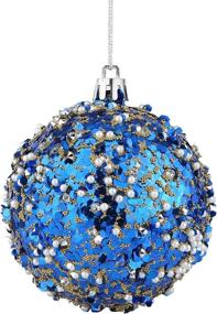 img 2 attached to 🎄 Sattiyrch 16ct Christmas Balls Ornaments Set – Shatterproof 80mm/3.15'', Blue Plastic Xmas Tree Decorations with Exquisite Designs