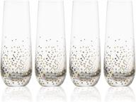 🥂 golden luster stemless champagne flute glasses - set of 4 mimosa glasses - 9oz capacity logo