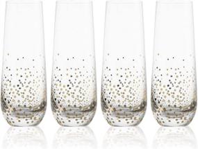 img 4 attached to 🥂 Golden Luster Stemless Champagne Flute Glasses - Set of 4 Mimosa Glasses - 9oz Capacity