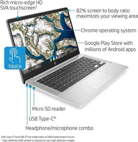 img 3 attached to 🌲 HP Chromebook 14-inch HD Touchscreen Laptop, Intel Celeron N4000, 4 GB RAM, 32 GB eMMC, Chrome - Forest Teal