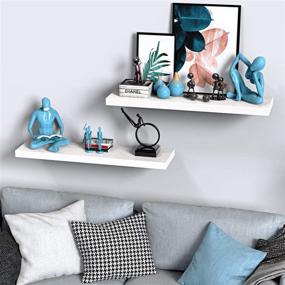 img 2 attached to 📚 AMADA HOMEFURNISHING Floating Shelves: White Wall Shelf Decor Set of 2 - Ideal for Living Room, Bedroom, Bathroom, Kitchen Storage