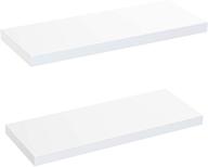 📚 amada homefurnishing floating shelves: white wall shelf decor set of 2 - ideal for living room, bedroom, bathroom, kitchen storage logo