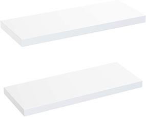 img 4 attached to 📚 AMADA HOMEFURNISHING Floating Shelves: White Wall Shelf Decor Set of 2 - Ideal for Living Room, Bedroom, Bathroom, Kitchen Storage