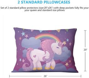 img 1 attached to Adorable Full Size Unicorn Bedding Set for Girls - Cute Unicorn Print 🦄 Bedding, Cartoon Theme, Includes Duvet Cover, Pillowcases - Purple, Perfect for Unicorn Enthusiast Kids