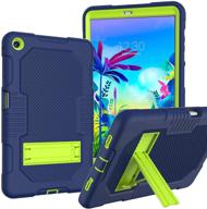 📱 jsusou heavy duty shockproof rugged protective case with kickstand for lg g pad 5 10.1 inch (2019) - kids case, navyblue/olivine logo