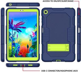 img 1 attached to 📱 JSUSOU Heavy Duty Shockproof Rugged Protective Case with Kickstand for LG G Pad 5 10.1 inch (2019) - Kids Case, Navyblue/Olivine