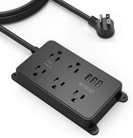 img 4 attached to 🔌 ETL Listed Surge Protector Power Strip with USB Ports - TROND 5 Outlets & 3 USB Ports, 1300J, Low-Profile Flat Plug, 10ft Extension Cord, Wall Mountable - Black